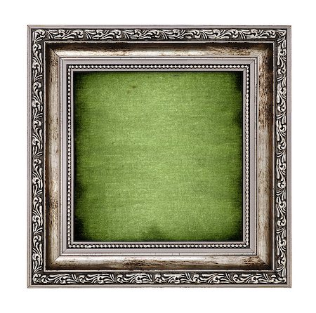 silver antique - frame with green canvas isolated on white background Stock Photo - Budget Royalty-Free & Subscription, Code: 400-06570779