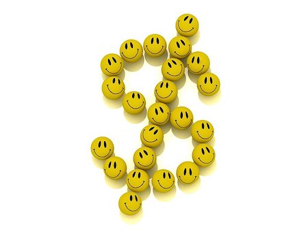 simsearch:400-07579826,k - Funny smilies lined up in a dollar figure on a white background Stock Photo - Budget Royalty-Free & Subscription, Code: 400-06570827