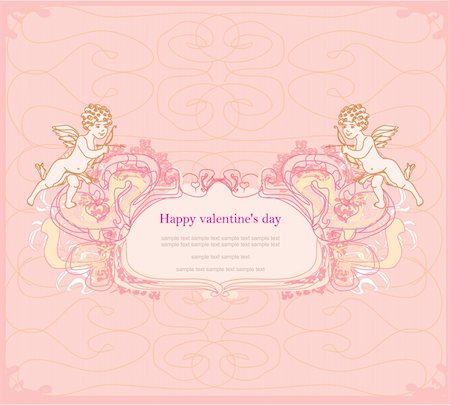 happy valentine's day card with cupid Stockbilder - Microstock & Abonnement, Bildnummer: 400-06627324