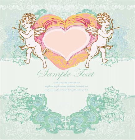 happy valentine's day card with cupid Stockbilder - Microstock & Abonnement, Bildnummer: 400-06627353