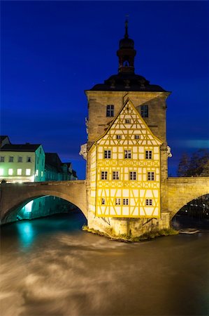 old Rathaus in Bamberg, Germany at night Stock Photo - Budget Royalty-Free & Subscription, Code: 400-06627373