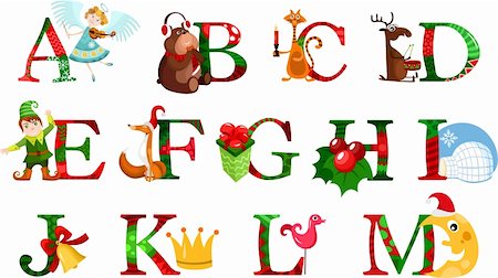 vector illustration of a christmas alphabet Stock Photo - Budget Royalty-Free & Subscription, Code: 400-06627437