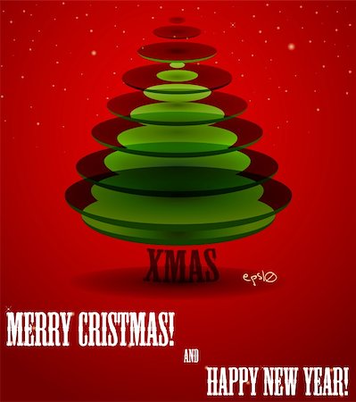 Poster with abstract X-mas tree. Vector illustration EPS10 Stock Photo - Budget Royalty-Free & Subscription, Code: 400-06627430