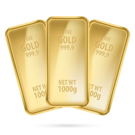 Three gold bars.  Illustration on white background Foto de stock - Super Valor sin royalties y Suscripción, Código: 400-06627762