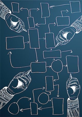 business hand writing process flow diagram. vector illustration Foto de stock - Super Valor sin royalties y Suscripción, Código: 400-06627892