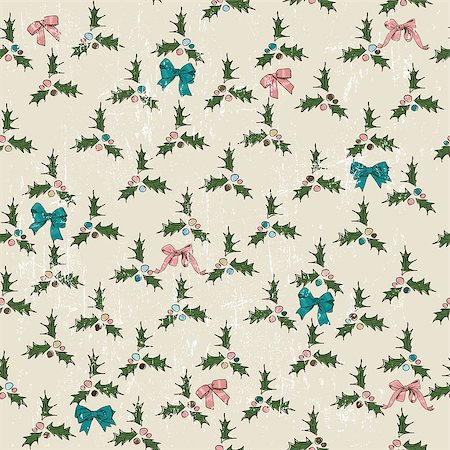 Seamless texture with mistletoe and bows. Vector illustration EPS8. Stock Photo - Budget Royalty-Free & Subscription, Code: 400-06627919