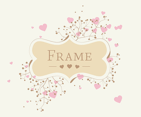 romantic background with floral frame and heart Stock Photo - Budget Royalty-Free & Subscription, Code: 400-06627930