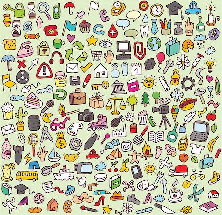 set of keys - XXL Doodle Icons Set is a collection of numerous small hand-drawn icon illustrations; each of them is an individual group (only for vector files). Stock Photo - Budget Royalty-Free & Subscription, Code: 400-06627995