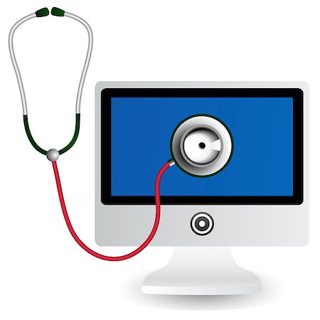 doctor business computer - Monitor and stethoscope. Computer repair concept.. Also available as a Vector in Adobe illustrator EPS format, compressed in a zip file. The vector version be scaled to any size without loss of quality. Stock Photo - Budget Royalty-Free & Subscription, Code: 400-06628219