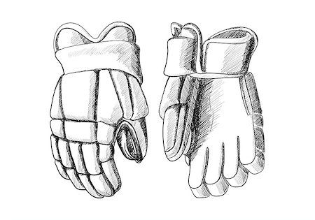 Hockey gloves on white background in sketch style Stock Photo - Budget Royalty-Free & Subscription, Code: 400-06628266