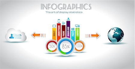 statistics - Infographic elements - set of paper tags, technology icons, cloud cmputing, graphs, paper tags, arrows, world map and so on. Ideal for statistic data display. Foto de stock - Super Valor sin royalties y Suscripción, Código: 400-06628388