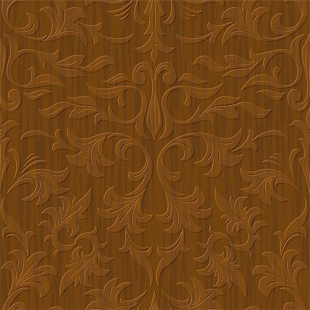 seamless abstract wood carved floral ornament background Photographie de stock - Aubaine LD & Abonnement, Code: 400-06628456