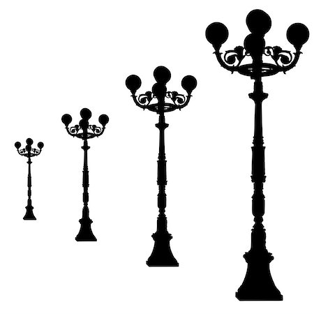 fausser - silhouettes vintage  streetlamp. Vector  illustrations. Photographie de stock - Aubaine LD & Abonnement, Code: 400-06628476