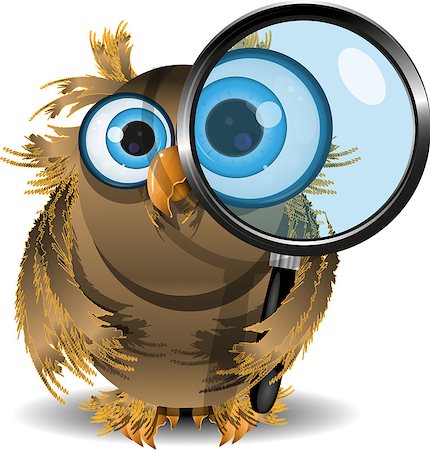 illustration curious owl with a magnifying glass Stock Photo - Budget Royalty-Free & Subscription, Code: 400-06628684