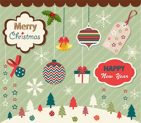 Set of Christmas and New Year elements Fotografie stock - Microstock e Abbonamento, Codice: 400-06628702