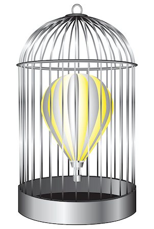 drawing and bird cage - Air balloon in a bird cage. Vector illustration. Stock Photo - Budget Royalty-Free & Subscription, Code: 400-06628768