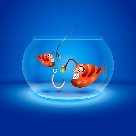 ekaterina88 (artist) - Vector illustration of two orange fish on the hook for viewing in the aquarium Fotografie stock - Microstock e Abbonamento, Codice: 400-06629280