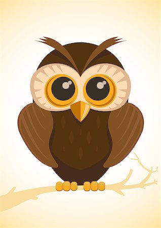 simsearch:400-04409562,k - Vector illustration of cute owl sitting on branch Fotografie stock - Microstock e Abbonamento, Codice: 400-06629321