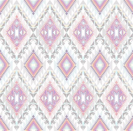 Abstract geometric seamless aztec pattern. Colorful ikat style pattern. Stock Photo - Budget Royalty-Free & Subscription, Code: 400-06629544