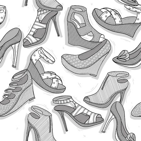 Fashion shoes seamless pattern for girls Stock Photo - Budget Royalty-Free & Subscription, Code: 400-06629557