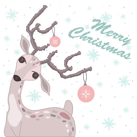 Christmas card with deer Stock Photo - Budget Royalty-Free & Subscription, Code: 400-06629552
