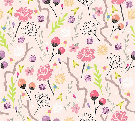 peony art - Seamless floral pattern. Background with flowers and leafs. Stock Photo - Budget Royalty-Free & Subscription, Code: 400-06629569