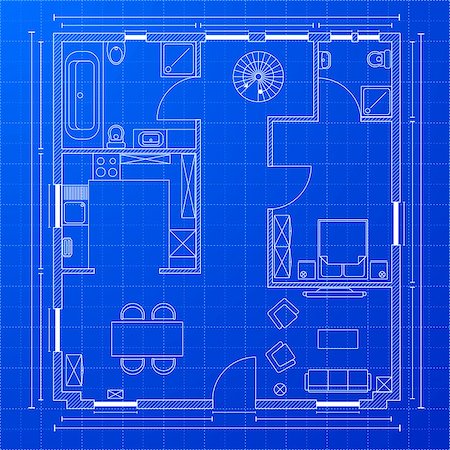 detailed illustration of a blueprint floorplan Stock Photo - Budget Royalty-Free & Subscription, Code: 400-06629786