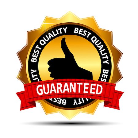 Best quality guaranteed gold label with red ribbon vector illustration Stock Photo - Budget Royalty-Free & Subscription, Code: 400-06629936