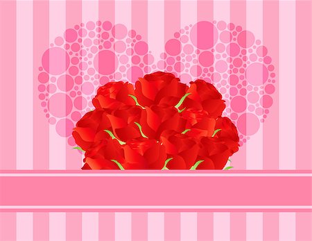 simsearch:400-06630484,k - Dozen Red Rose Flowers for Valentines or Mothers Day on Pink Stripes Pattern Background Illustration Stock Photo - Budget Royalty-Free & Subscription, Code: 400-06629962