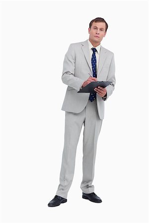 simsearch:400-06633122,k - Businessman ready to take notes against a white background Stock Photo - Budget Royalty-Free & Subscription, Code: 400-06634803