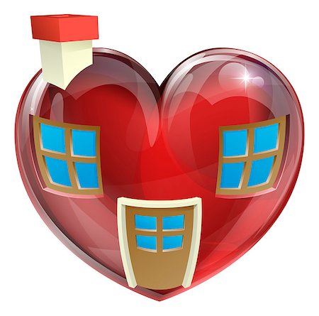 A heart shaped house concept, concept for finding the perfect house or home. Useful for any real estate or estate agent related use Stock Photo - Budget Royalty-Free & Subscription, Code: 400-06638776