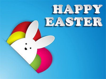 simsearch:400-06638864,k - Vector - Happy Easter Rabbit Bunny on Blue Background Stock Photo - Budget Royalty-Free & Subscription, Code: 400-06638867