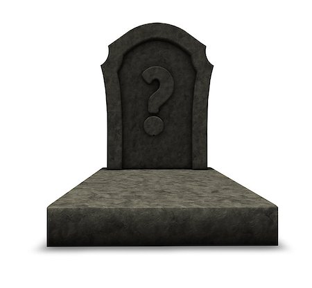 simsearch:400-06366826,k - gravestone with question mark on white background - 3d illustration Stock Photo - Budget Royalty-Free & Subscription, Code: 400-06639341