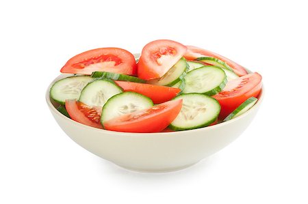 salad bowl isolated - Tomato salad with cucumber Stock Photo - Budget Royalty-Free & Subscription, Code: 400-06639392