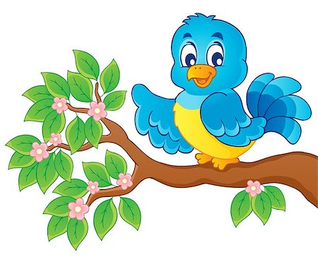 flowers on branch cartoon - Bird theme image 6 - vector illustration. Stock Photo - Budget Royalty-Free & Subscription, Code: 400-06639447