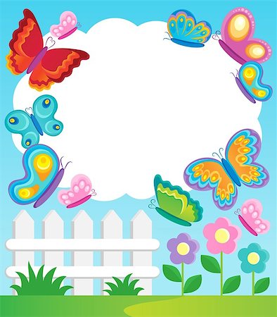 Butterfly theme frame 1 - vector illustration. Foto de stock - Super Valor sin royalties y Suscripción, Código: 400-06639457