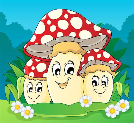 draw close up face - Mushroom theme image 2 - vector illustration. Stock Photo - Budget Royalty-Free & Subscription, Code: 400-06639478