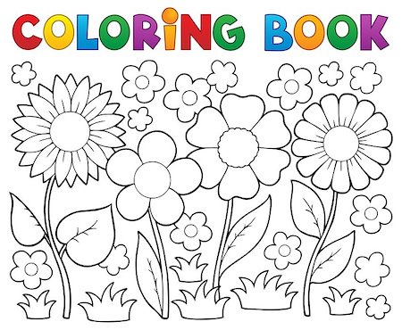 flowers in growing clip art - Coloring book with flower theme 2 - vector illustration. Stock Photo - Budget Royalty-Free & Subscription, Code: 400-06639470