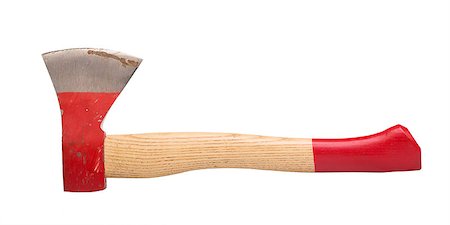 sharp objects - trying to use the ax with red handle Stock Photo - Budget Royalty-Free & Subscription, Code: 400-06639495
