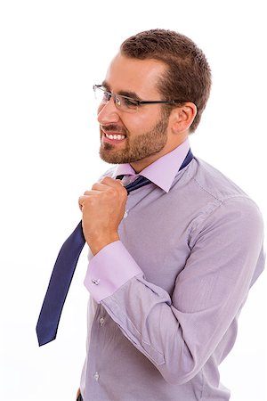 Portrait of anxious businessman loosening his necktie. Stock Photo - Budget Royalty-Free & Subscription, Code: 400-06639827