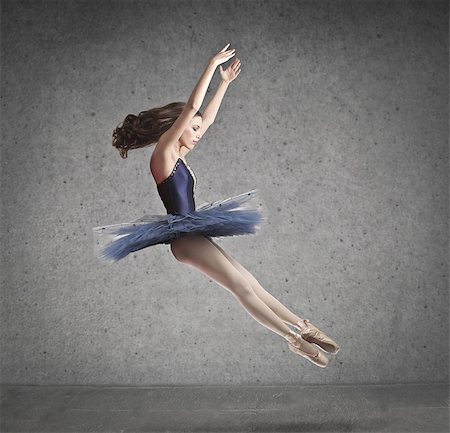 Ballerina with a blue dress jumping Stock Photo - Budget Royalty-Free & Subscription, Code: 400-06639890