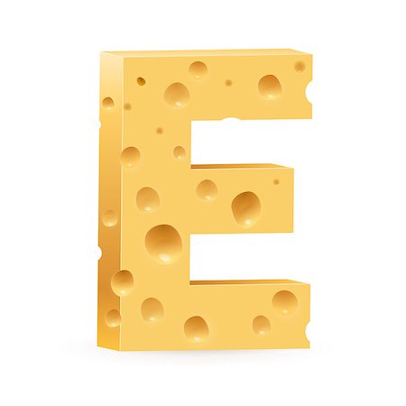 parmesan cheese pieces isolated - Cheese font E letter. Illustration on white Stock Photo - Budget Royalty-Free & Subscription, Code: 400-06630064