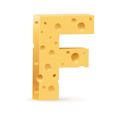 parmesan cheese pieces isolated - Cheese font F letter. Illustration on white Stock Photo - Budget Royalty-Free & Subscription, Code: 400-06630065