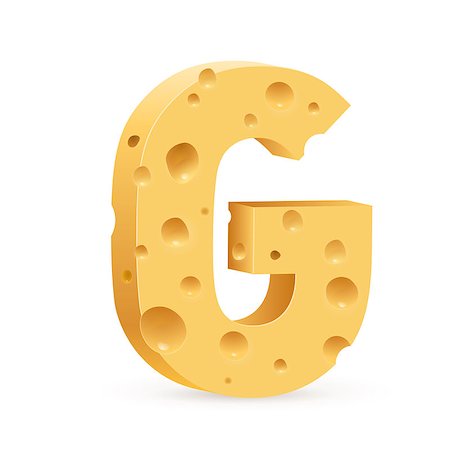 parmesan cheese pieces isolated - Cheese font G letter. Illustration on white Stock Photo - Budget Royalty-Free & Subscription, Code: 400-06630066