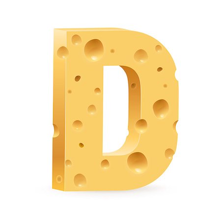 parmesan cheese pieces isolated - Cheese font D letter. Illustration on white Stock Photo - Budget Royalty-Free & Subscription, Code: 400-06630063