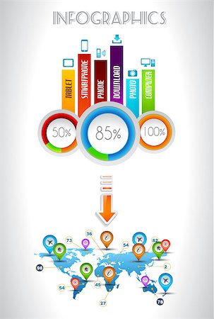 statistics design - Infographic elements - set of paper tags, technology icons, cloud cmputing, graphs, paper tags, arrows, world map and so on. Ideal for statistic data display. Stock Photo - Budget Royalty-Free & Subscription, Code: 400-06630149