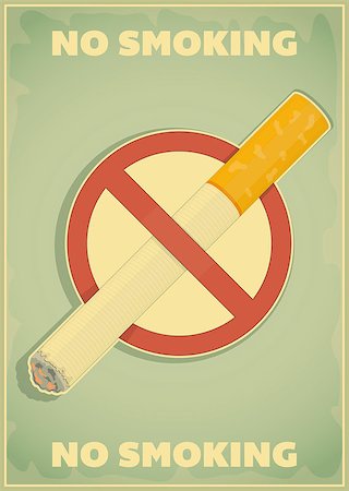 stop sign smoke - Retro poster - The Sign No Smoking in Vintage Style - Vector illustration Stock Photo - Budget Royalty-Free & Subscription, Code: 400-06630191