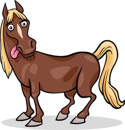 simsearch:400-09050259,k - Cartoon Illustration of Funny Horse Farm Animal Foto de stock - Royalty-Free Super Valor e Assinatura, Número: 400-06630219