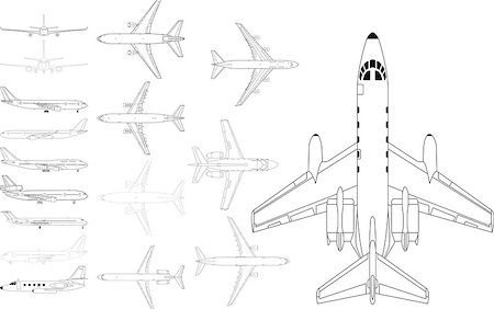plane silhouette side - high detailed pack of various modern civil airplane Stock Photo - Budget Royalty-Free & Subscription, Code: 400-06630251