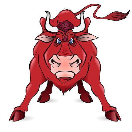 Cartoon Angry Bull. Illustration on white background Stock Photo - Budget Royalty-Free & Subscription, Code: 400-06630279
